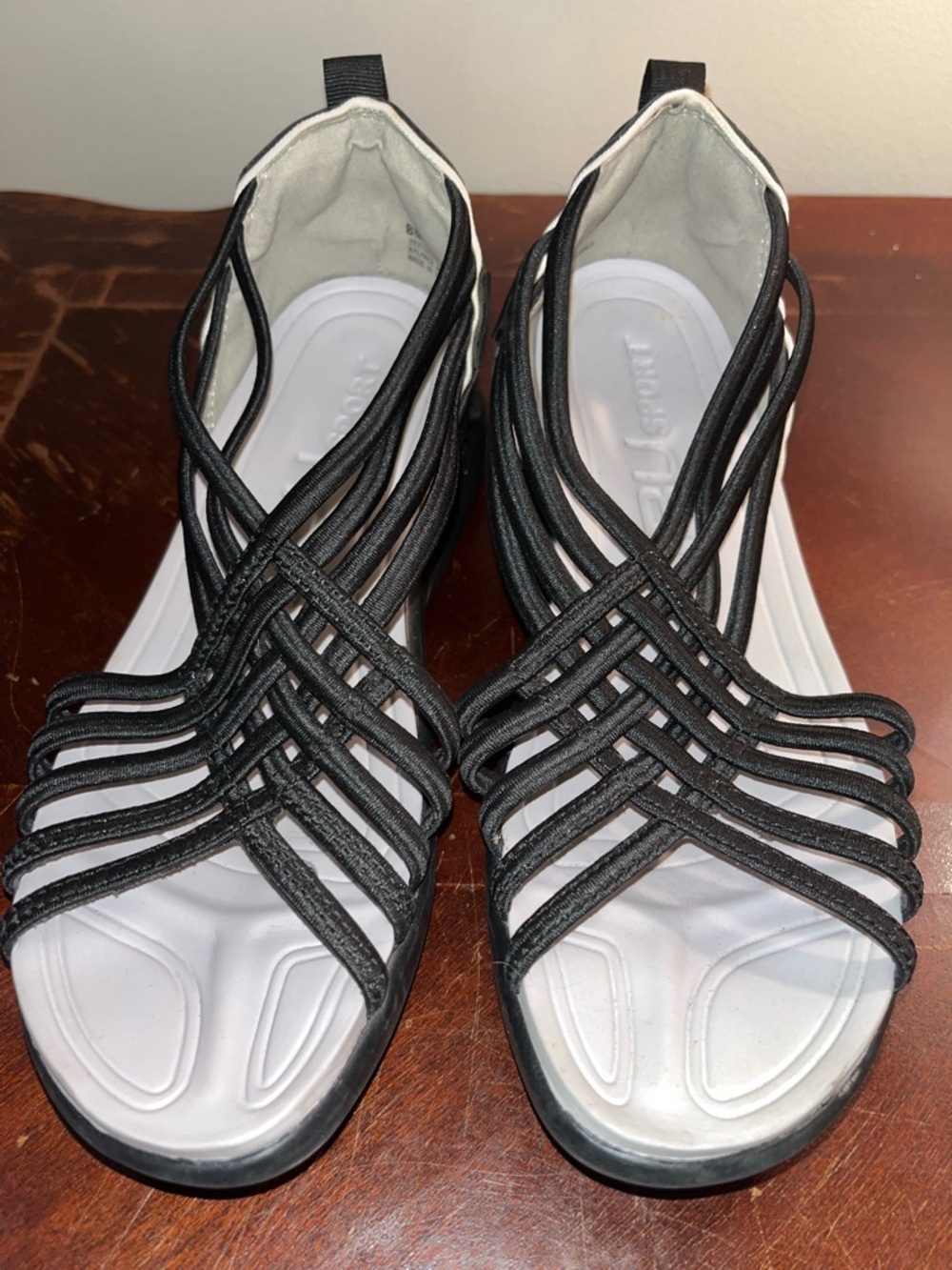 JBU Black Strappy Woven Elastic Sandals